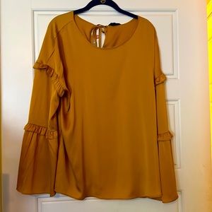 Ladies Satin Gold Blouse long sleeve
